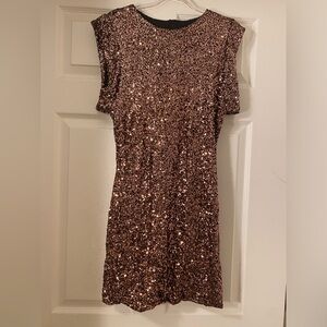 New Sequin Bronze Mini Dress